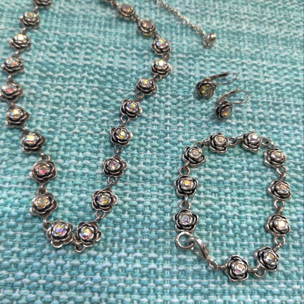 Rose Necklace, Bracelet and Earring Set